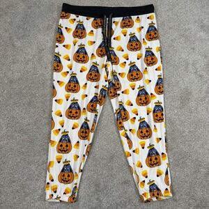 Disney Eeyore Pumpkin Candy Corn Halloween Sleepwear Jogger Pants XL Cozy